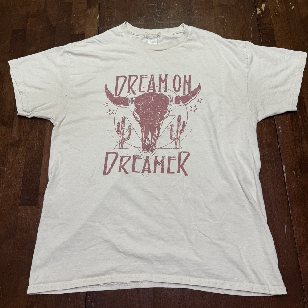 Altar'd State DREAM ON DREAMER Animal Skull Cactus Beige Off White Womens S/M